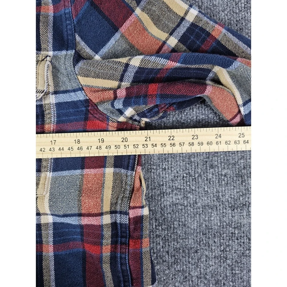 North Face Shirt Mens Large Blue Red Yellow Plaid‎ Flannel Button Up Outdoors